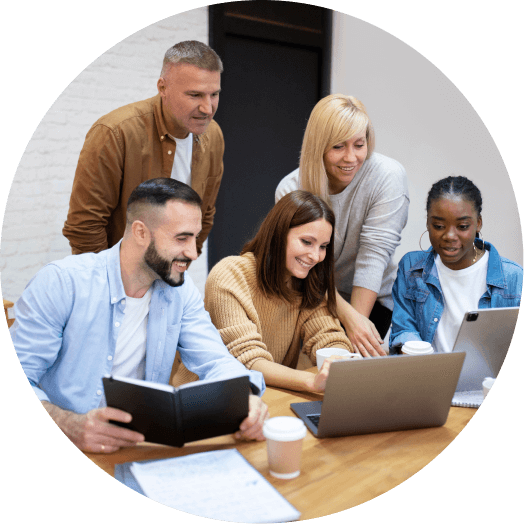 Stepforadder team collaborating on web design and digital marketing strategies